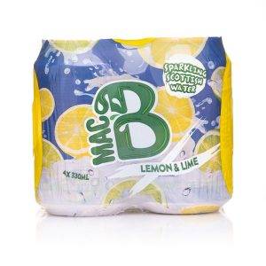A 4-pack multi-pack of Macb Lemon & Lime flavoured sparkling water